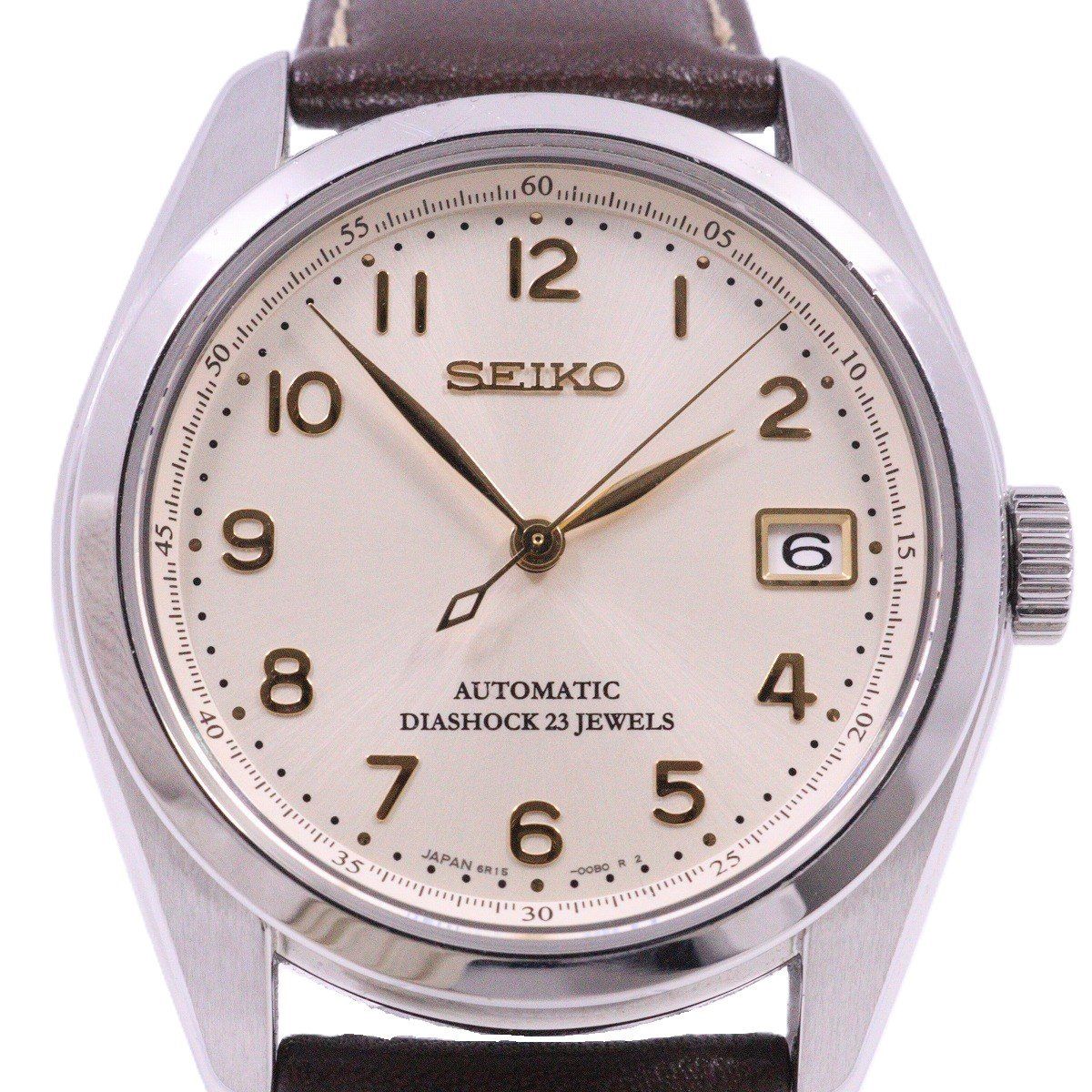 SEIKO セイコー メカニカル 自動巻き メンズ 腕時計 ゴールド系文字盤 純正革ベルト SCVS007 / 6R15-00C0【いおき質店】
