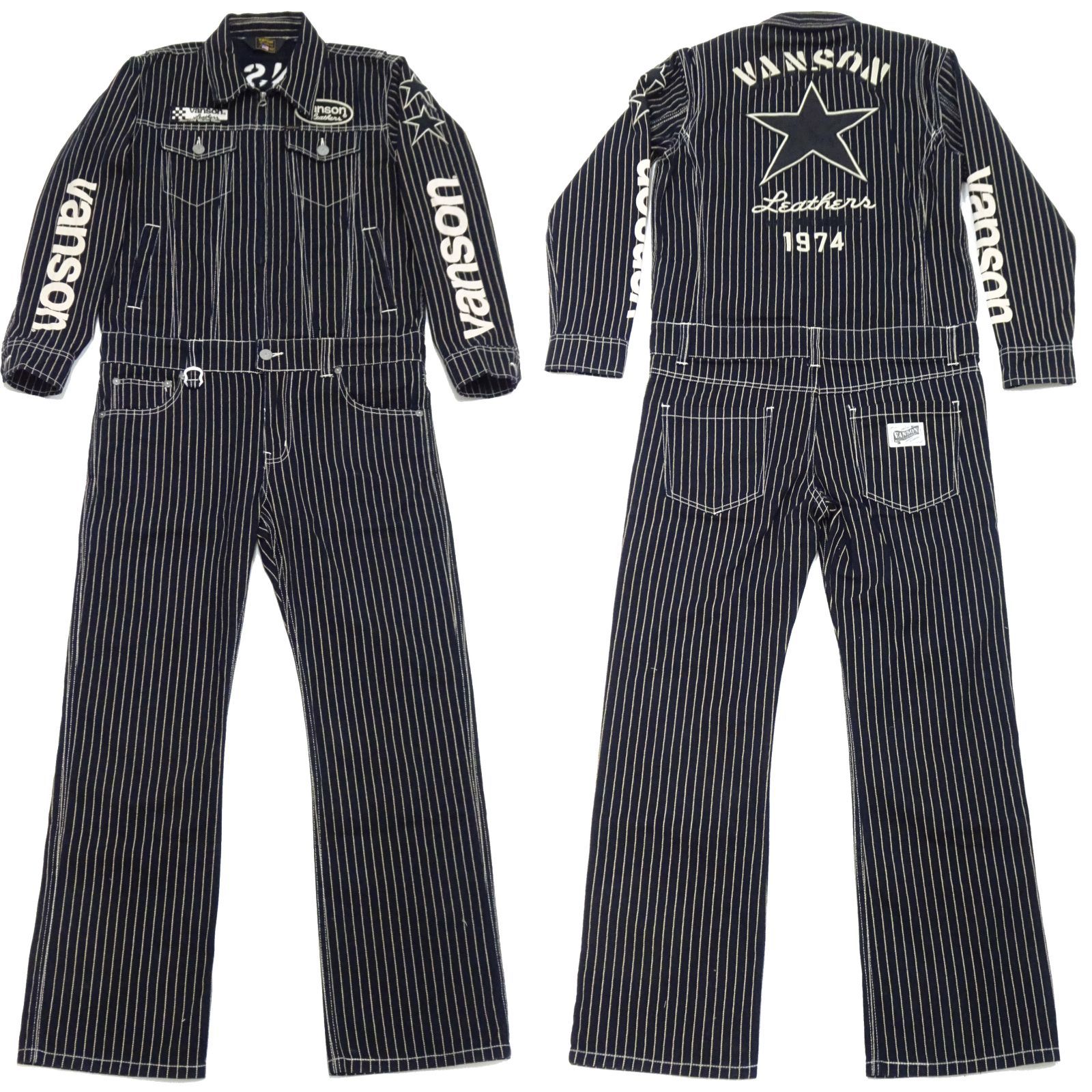 Vanson オーバーオール・つなぎ 黒白ストライプ Vanson オーバーオール・つなぎ 黒白ストライプ