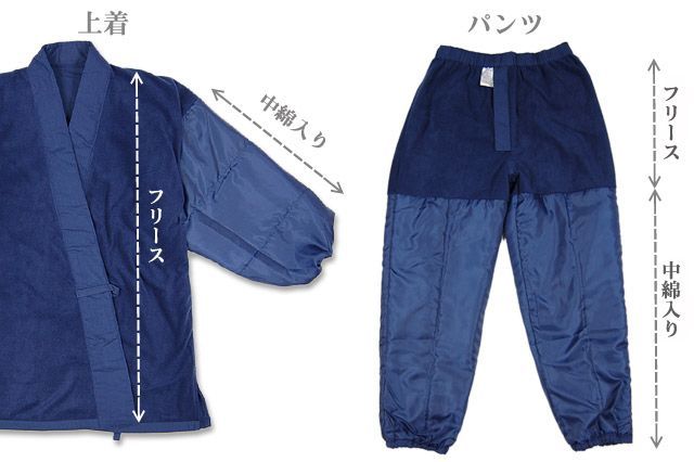  作務衣 冬 冬用 スラブニット織り 裏フリース中綿入り作務衣 暖 バーガンディ S 5 Lサイズ 作務衣 着物 浴衣