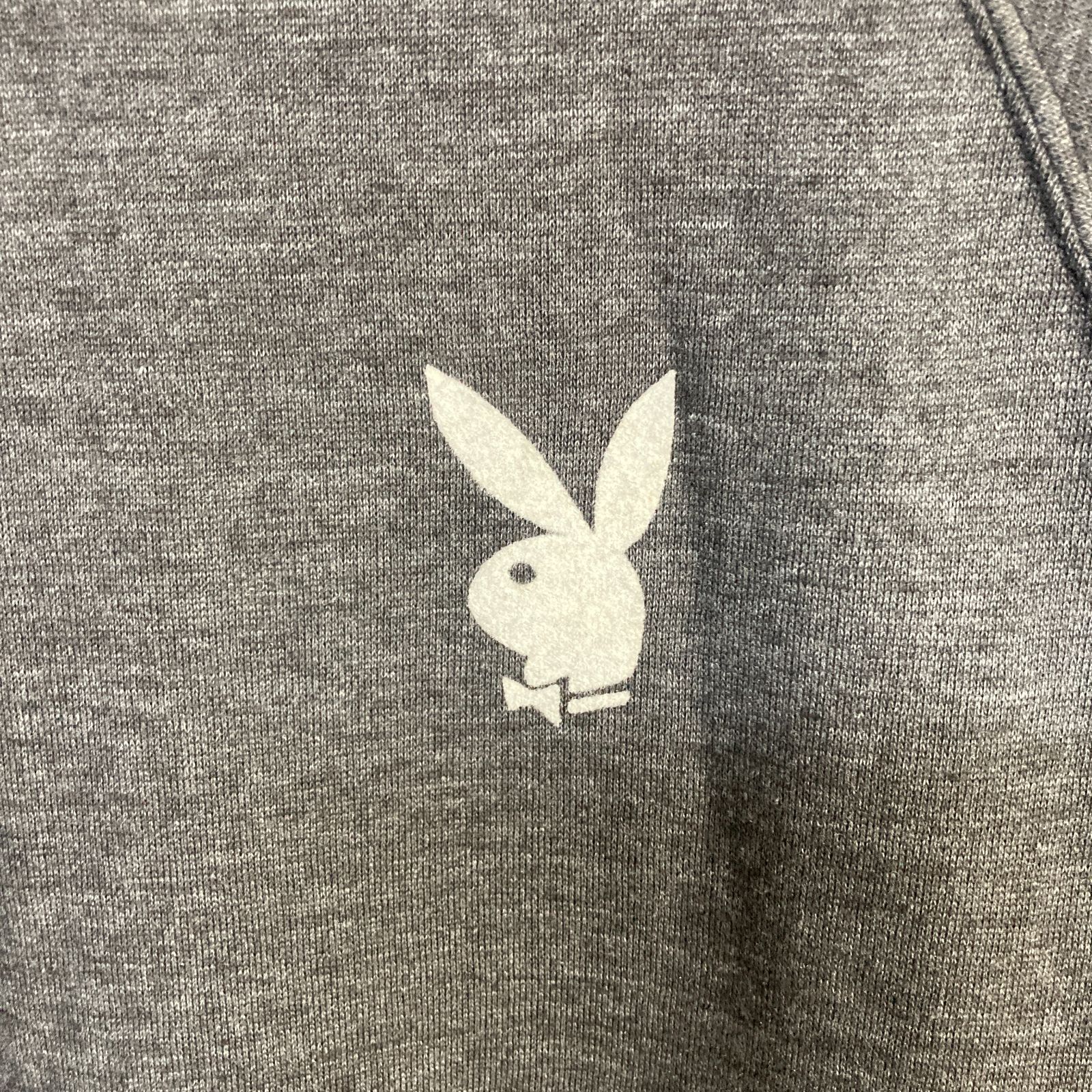 80s PLAYBOY半袖 スウェット コットンポリフロッキー グレー Lサイズ 80s PLAYBOY半袖 スウェット コットンポリフロッキー グレー Lサイズ
