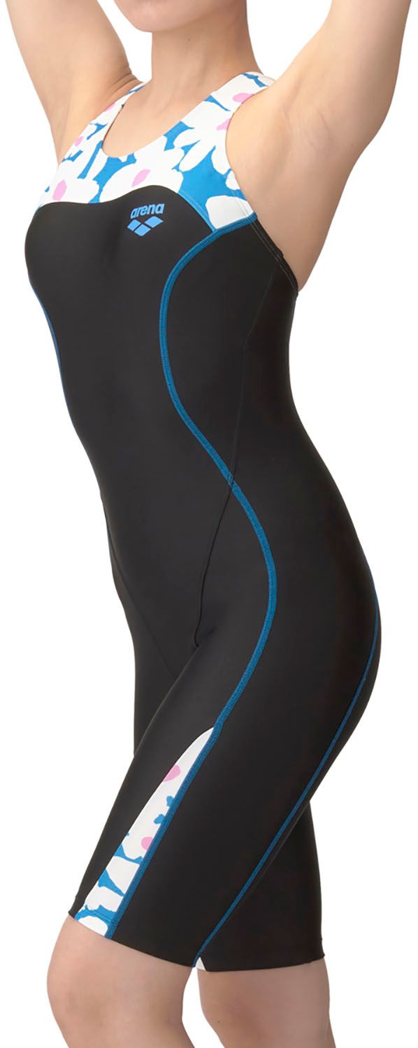  アリーナ arena スイミング フィットネスワンピーススパッツ オープンバック ハーフレッグ ぴったりパッド BKBL ブラック×ブルー その他 マリンスポーツ
