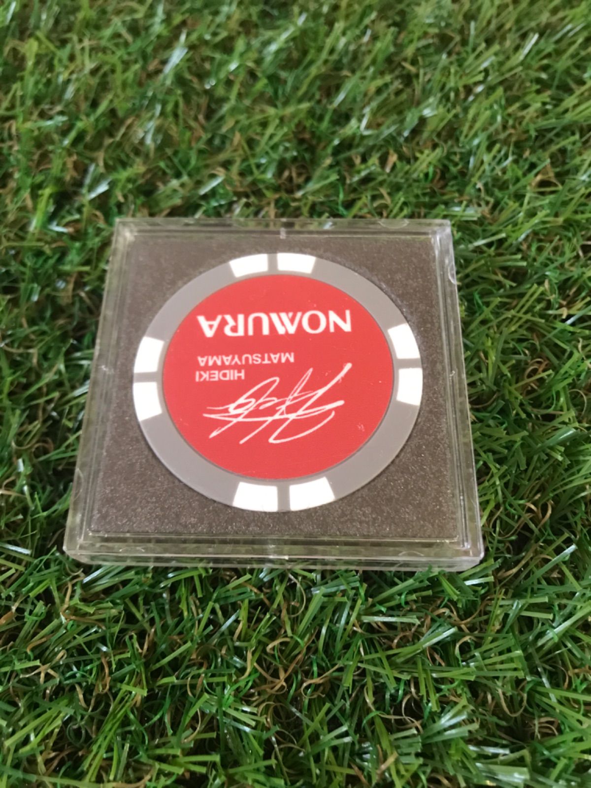 松山英樹×野村證券 サイン入りゴルフボールマーカー グレー 未使用品