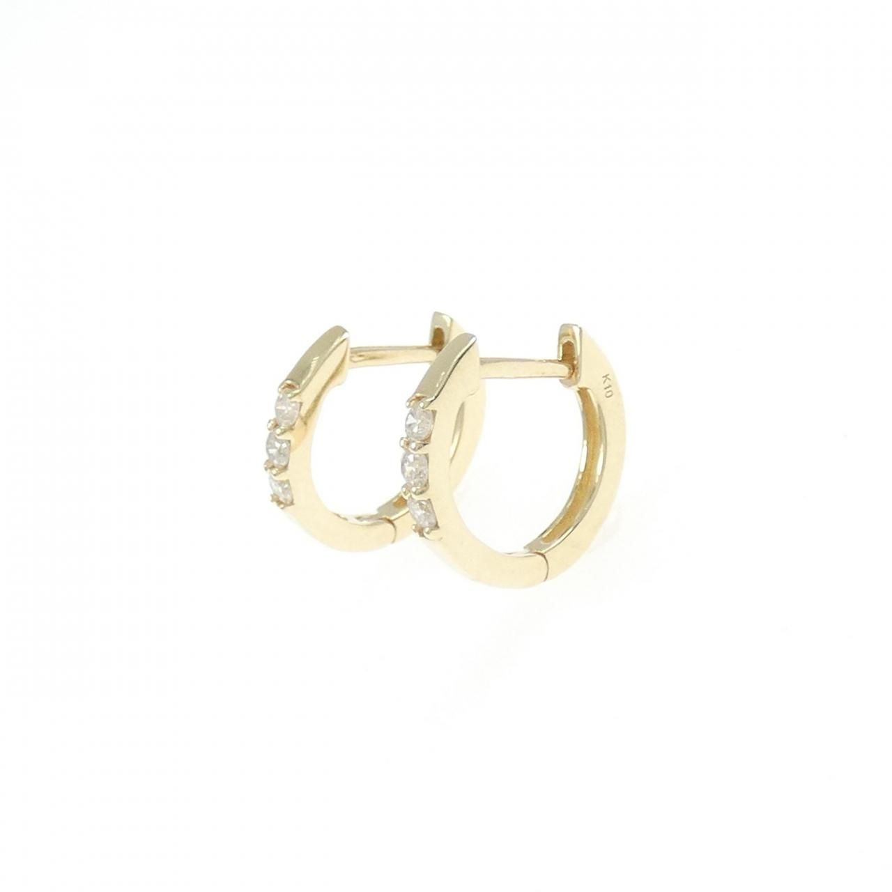 K10YG ダイヤモンド フープ ピアス 0.10CT