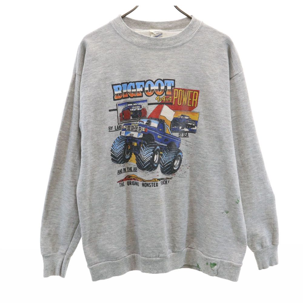 Steinwurtzel 90s USA製 オールド モンスタートラック 長袖 スウェット トレーナー XL グレー Steinwurtzel 裏起毛 メンズ