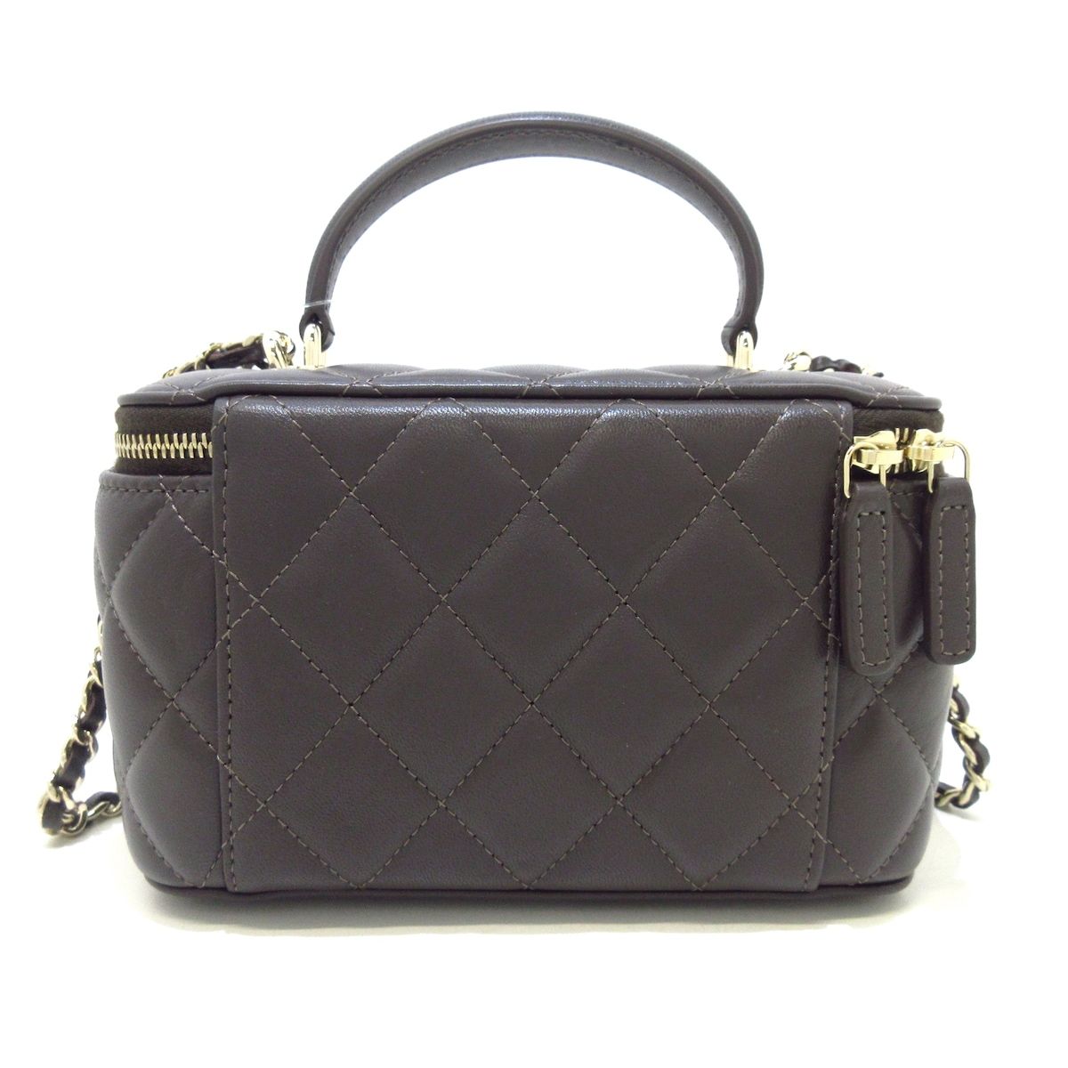 CHANEL(シャネル) バニティバッグ レディース美品 ヴァニティケース/マトラッセ AP2199/B06660/N0203 ダークブラウン  ラムスキン