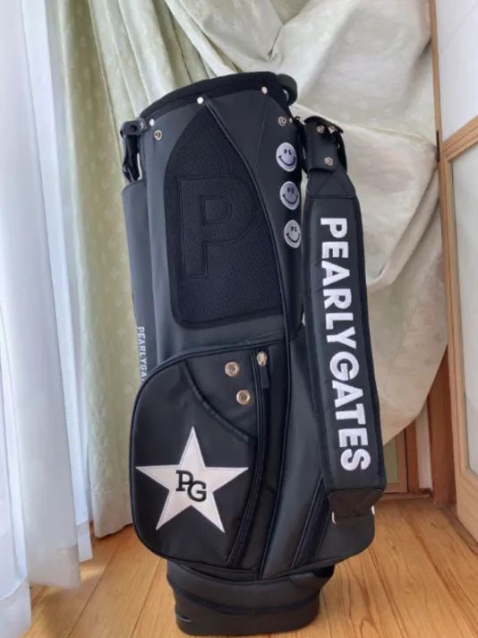 パーリーゲイツ　キャディバッグ　カート型　ブラック＆ホワイト　シングルストラップ パーリーゲイツ キャディバッグ カート型 ブラック＆ホワイト