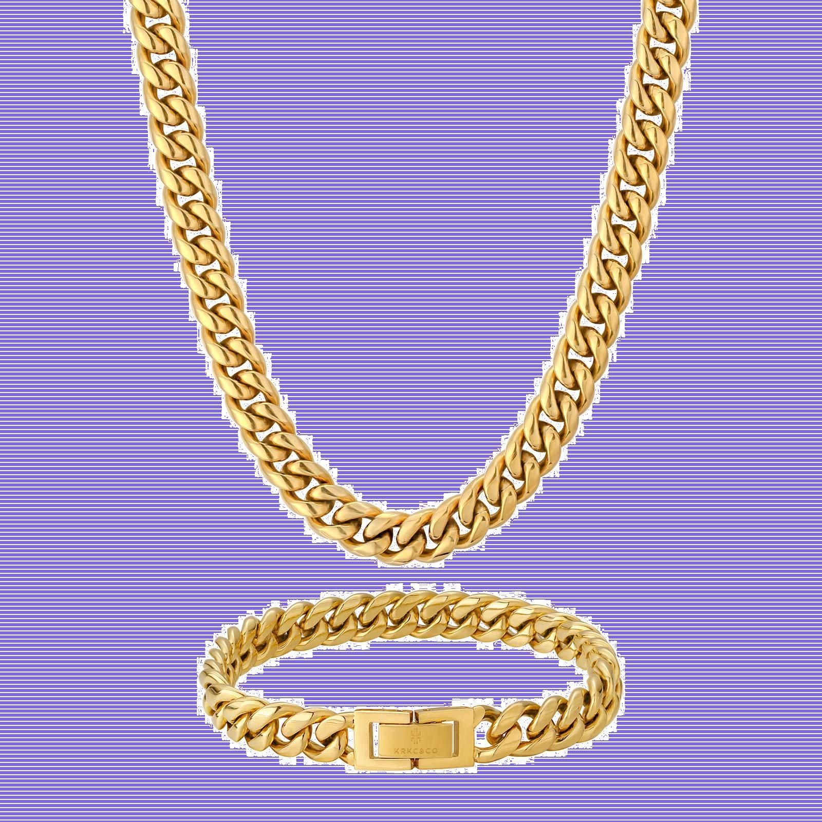 在庫 KRKC-CO 喜平ネックレス＆ブレスレット 幅8mm メンズ チェーン 4面カット HIPHOP プレゼント 誕生日