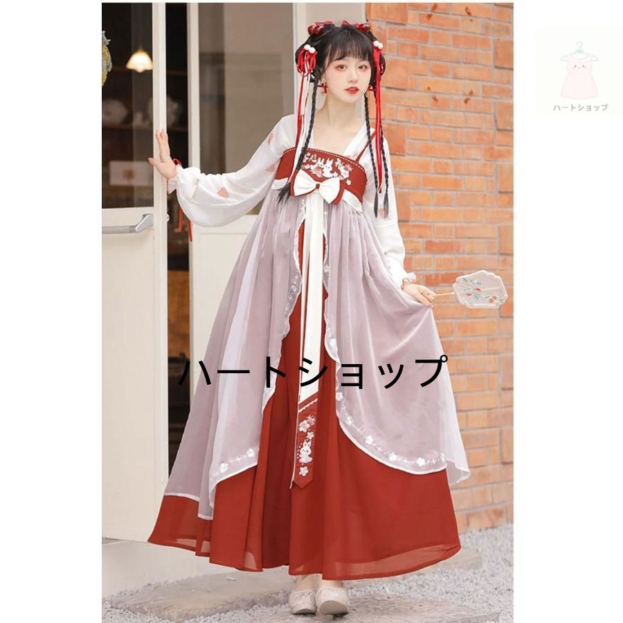 【80％以上割引】 漢服 レディース チャイナ コスプレ衣装 女性 チャイナ風 ドレス ワンピース 兎 花 中華刺繍 ハロウィン コスプレ 仮装 衣装 チャイ