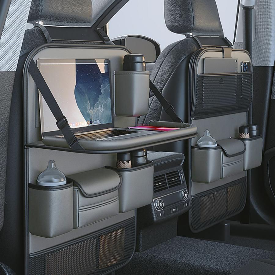 シートバックポケット テーブル機能付 車 車内 収納 ポケットドリンク ホルダー ティッシュ 後部座席 テーブル シートバックポケット に適用 ダイハツ コペン LA400K 車用収納ポケット レザー素材 耐摩耗 大容量 防水防汚 車用ドリンクホ