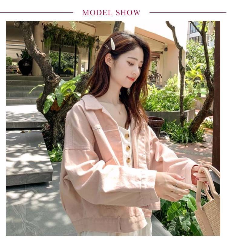 Gジャン ショート丈 レディース オーバーサイズ アウター ジャケット ピンク ライトアウター デニム デニム ブルゾン ゆったり ジージャン デニム 春アウター 秋 春 羽織り 長袖 ショートジャ dzdx9722 SIROKUMA-CORPORATION_COM