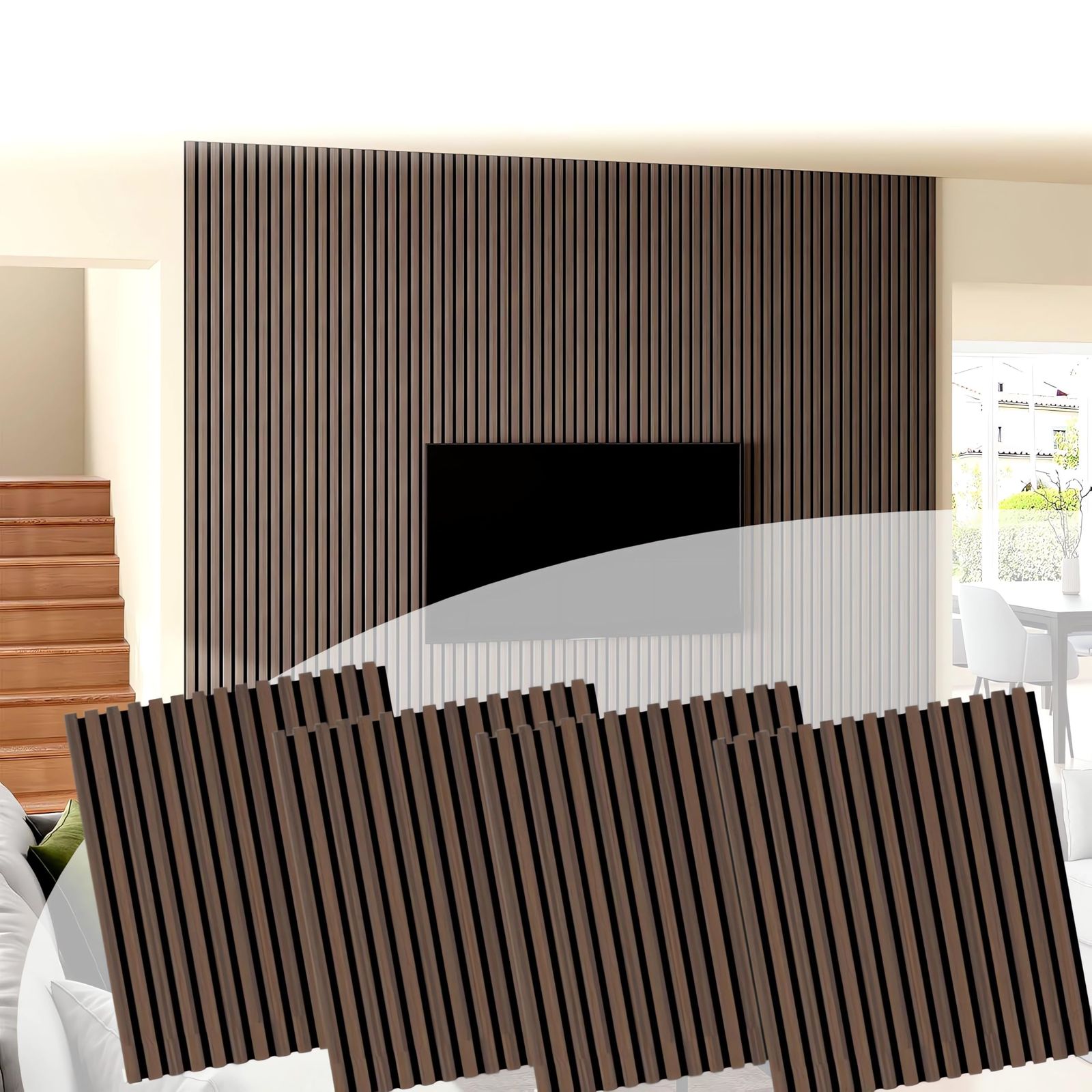 防音パネル 木製 壁 吸音ボード ウッドパネル 室内装飾 DIY 騒音対策 遮音 居間 寝室 テレビの背景壁 事務所 音工房 歌練習 ピアノ カラオケ兼用 60×60cm|4枚 YT-25 Dark Smoke 02S