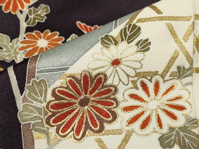 平和屋着物□訪問着 駒刺繍 立波吉祥枝菊文 金彩 正絹 逸品 平和屋着物□訪問着 駒刺繍 立波吉祥枝菊文 金彩 正絹 逸品