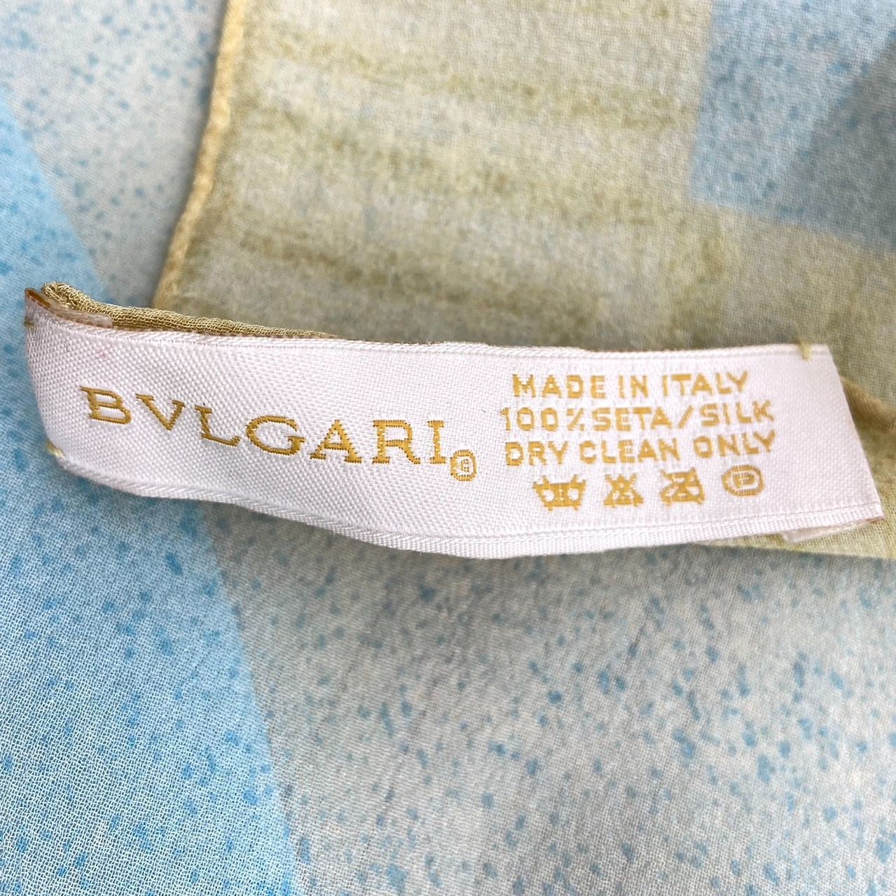 BVLGARI ブルガリ ストール スカーフ ショール ブルー系 シルク100
