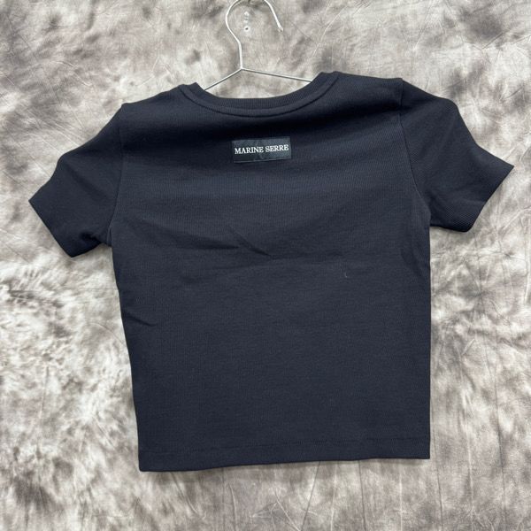MARINE SERRE マリーンセル Tシャツ ブラック マリーン セル MARINE SERRE クルーネックTシャツ ORGANIC