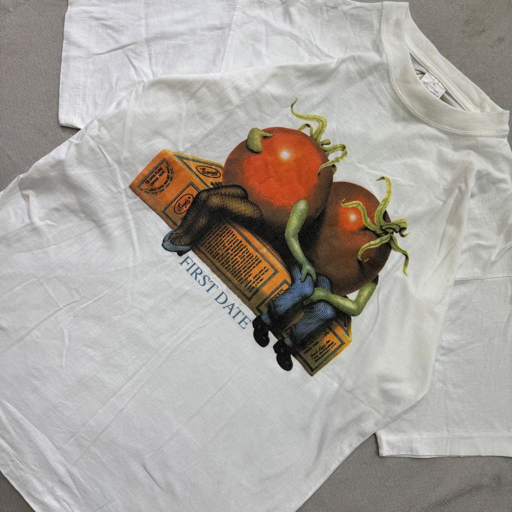 GreBrown FIRST DATE グレッグブラウン トマト アート アートtシャツ 白 Lサイズ No.E 756