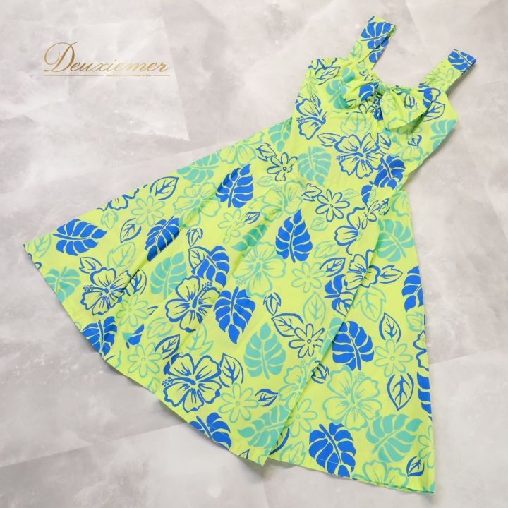 フラダンス 衣装 ワンピース ドレス グリーン系 T&L MUUMUU FACTORY