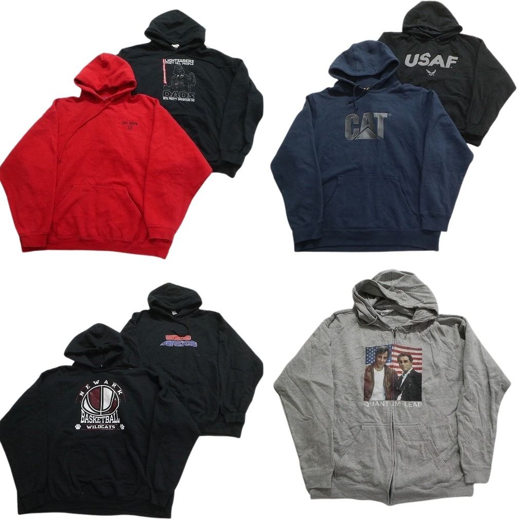 古着卸 まとめ売り カラー パーカー スウェット 7枚セット (メンズ 2XL )ミリタリー USAF CAT 企業 スターウォーズ 映画  中古 古着 MX7067