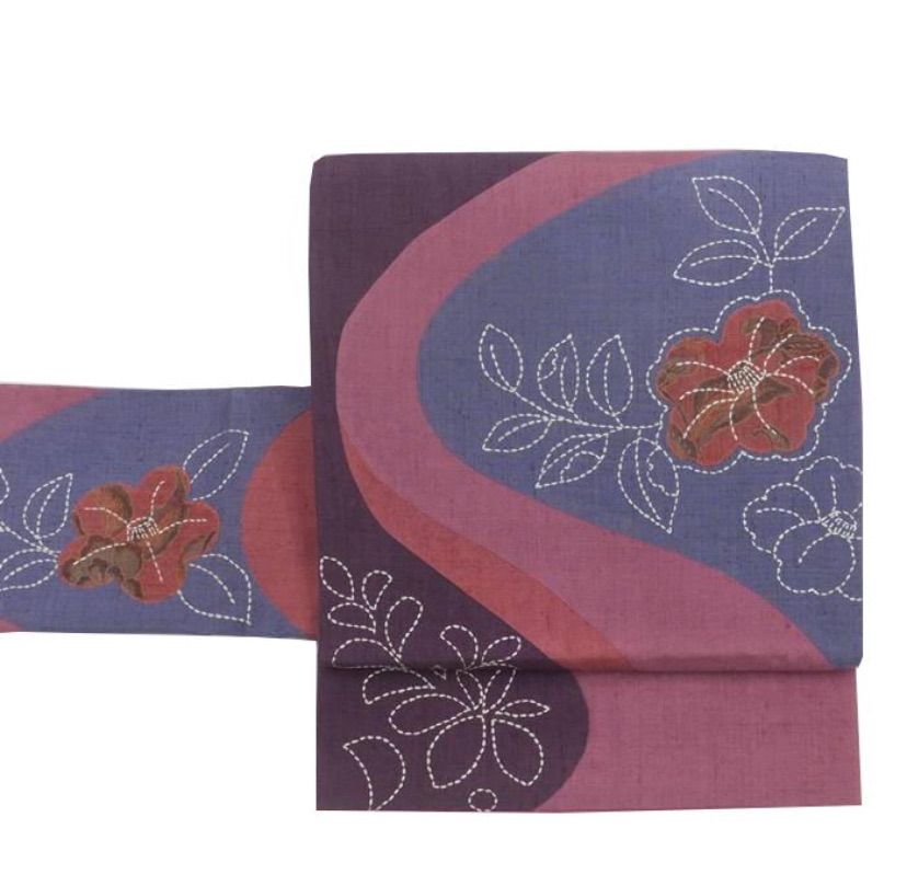 袋帯 刺子刺繍 パッチワーク カジュアル着物 観劇 お稽古 舞台 ♥品