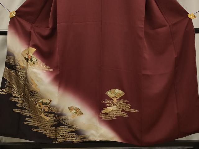 平和屋着物□訪問着 流水扇面花文 暈し染め 金彩 正絹 逸品