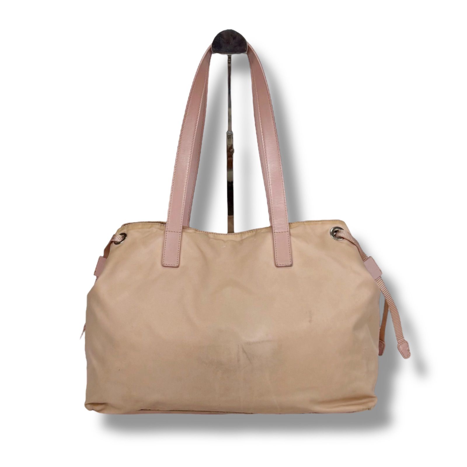プラダ トートバッグ ポケット 三角ロゴ テスート ポコノ ピンク プラダ PRADA トートバッグ Wポケット ピンク テスートナイロン