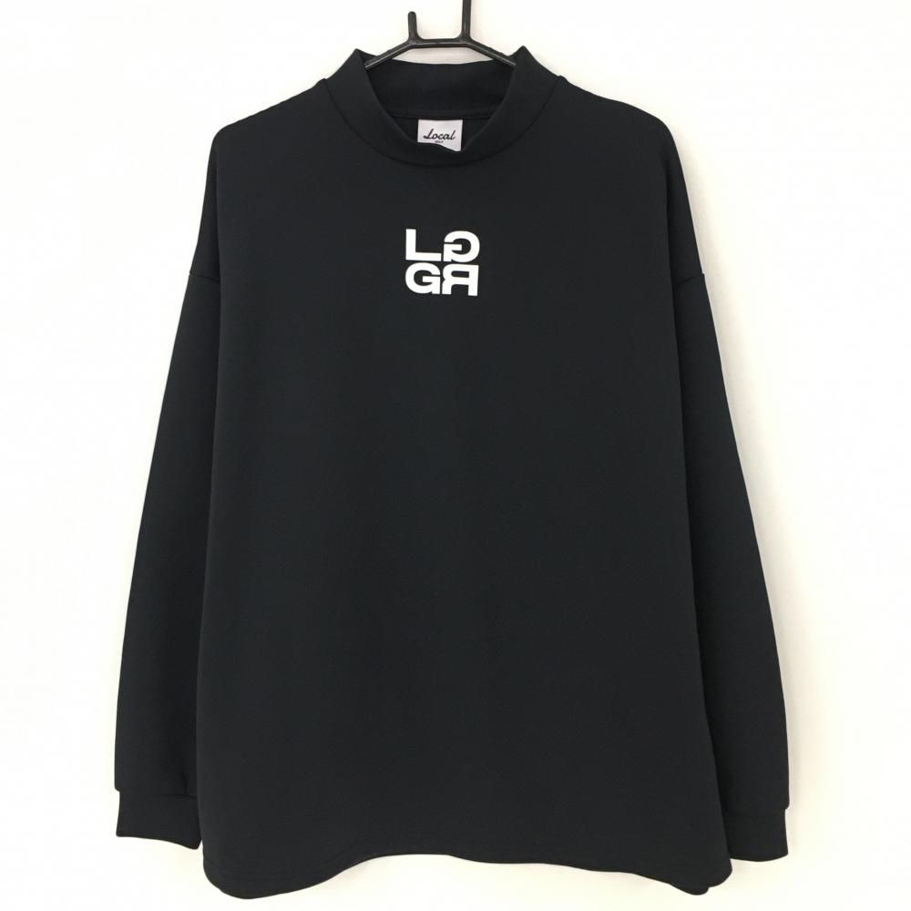超美品】ローカルゴルフ 長袖ハイネックシャツ 黒×白 ロゴプリント  