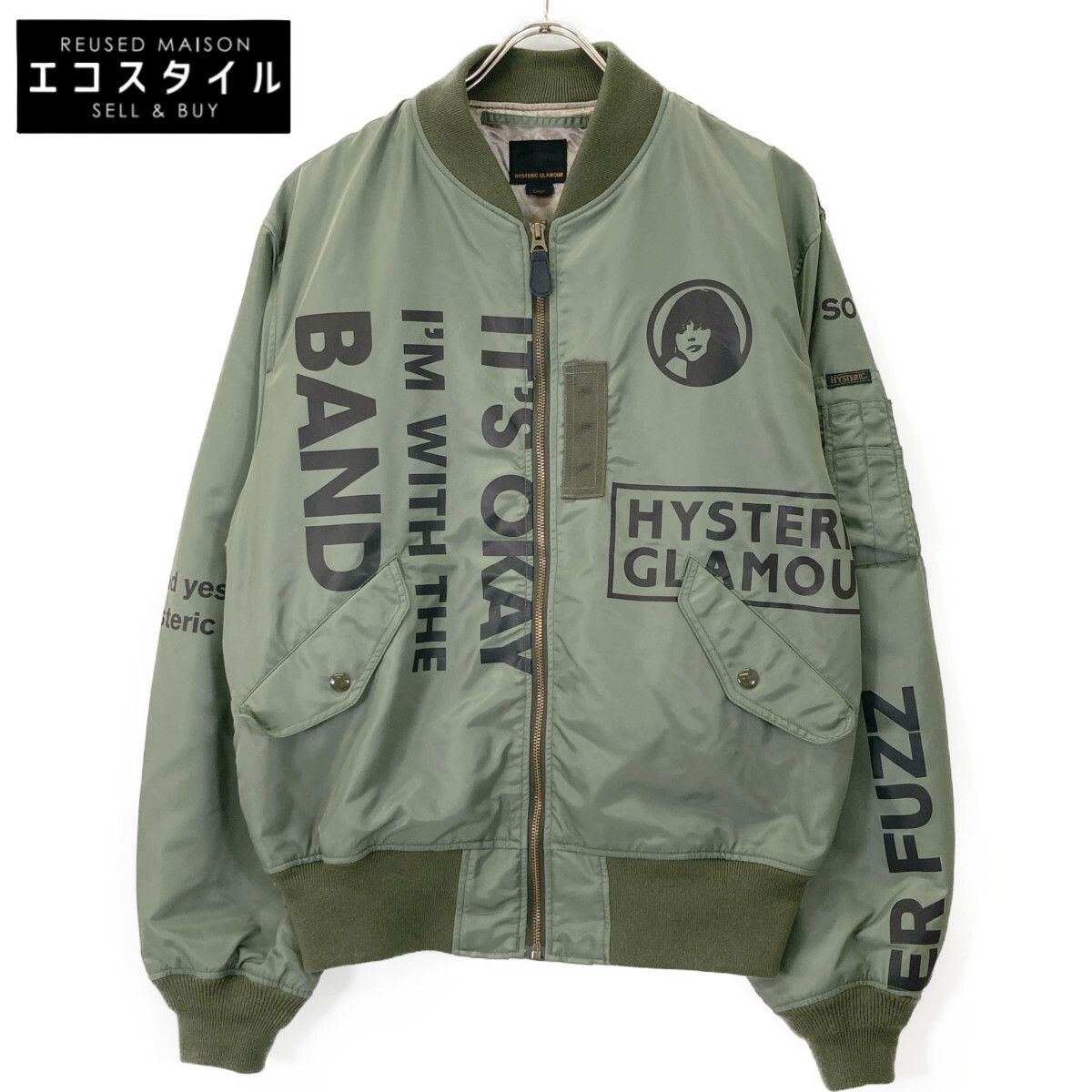 HYSTERIC GLAMOUR ヒステリックグラマー ｶｰｷ LOGO SCRATCH MA-1 ｼﾞｬｹｯﾄ L