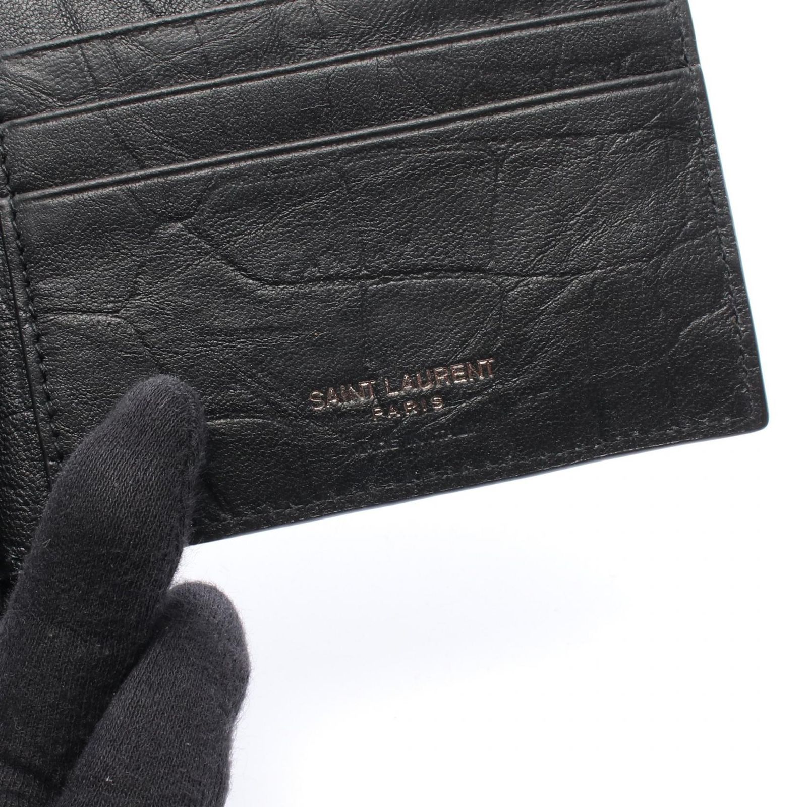  サンローランパリ SAINT LAURENT PARIS 二つ折り財布 モノグラム ブラック レザー マネークリップ メンズ その他 折り財布