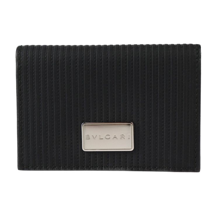 BVLGARI ブルガリ  カードケース 27694 PVC レザー  ブラック MILLERIGHE ミレリゲ 二つ折り 名刺入れ 【本物保証】