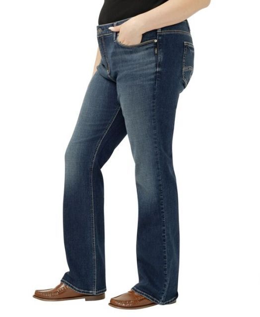 シルバー ジーンズ レディース デニムパンツ ボトムス Plus Size Elyse Mid Rise Comfort Fit Bootcut Jeans Harlow DECORATOM_COM_BR