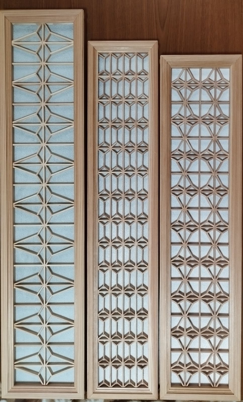 85 ❣️特価❣️麻の葉組子 吹き抜け アクリル板入り3枚一組