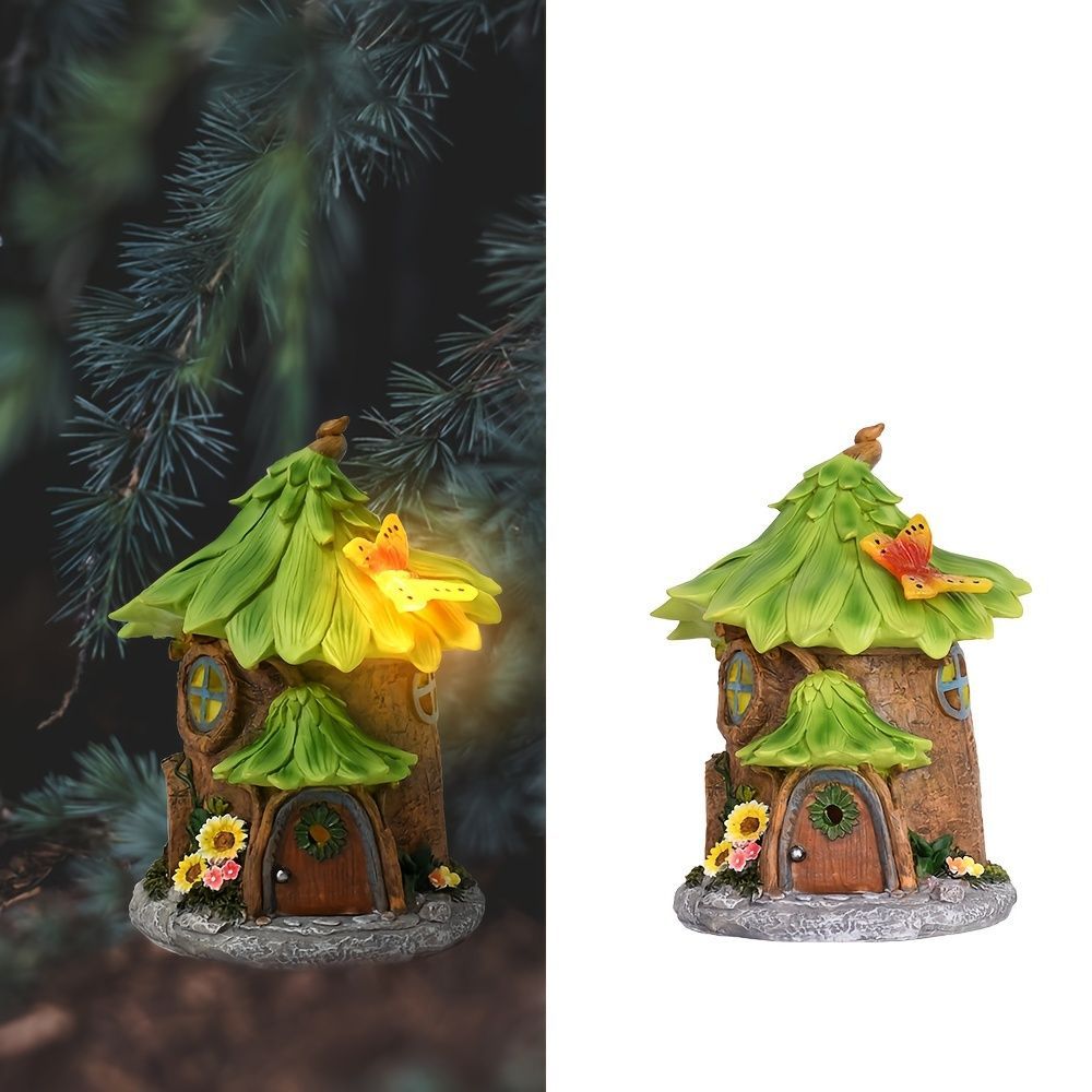 ソーラーライト ガーデンライト ガーデンオーナメント 妖精の家 ミニハウス 庭オブジェ 癒しグッズ ガーデニング お庭 玄関ライト 園芸装飾 インテリア オシャレ 防水 ギフト プレゼント 贈り物 樹脂 NEXPOTALLINN_EU