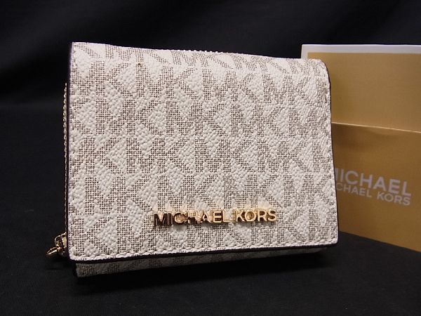 □新品同様□ MICHAEL KORS マイケルコース MK柄 PVC 三つ折り 財布