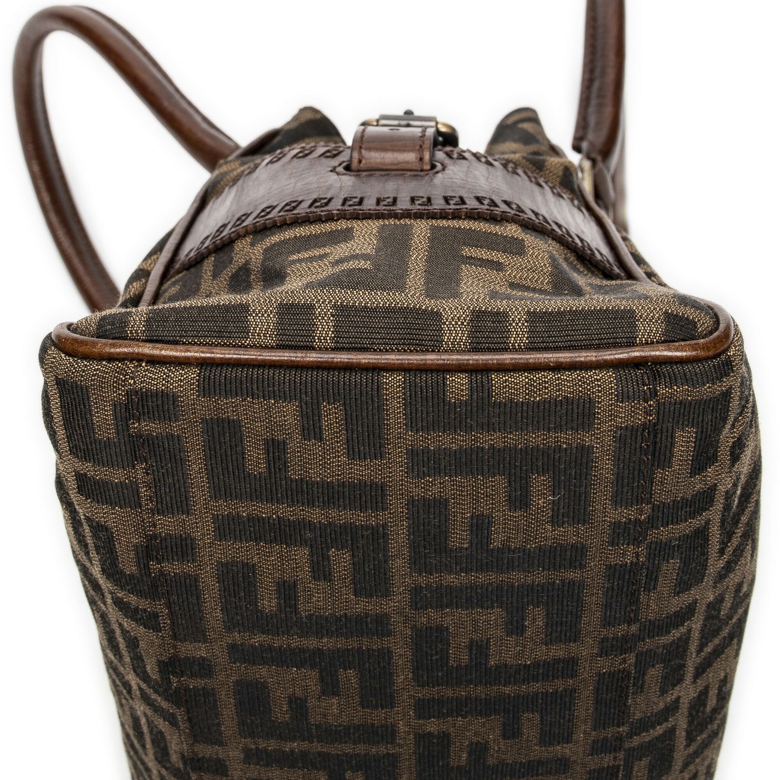 FENDI フェンディ小デュジュールトート茶色ズッカキャンバスA