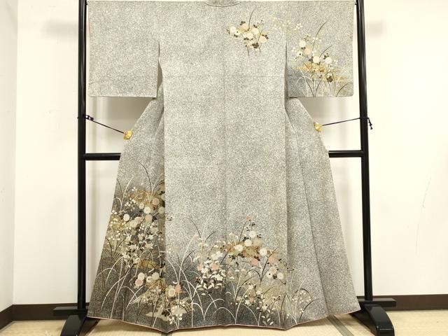 平和屋着物●訪問着　作家物　舞花文　暈し染め　銀糸　やまと誂製　正絹　逸品　未使用　AABB0462ck 平和屋着物○訪問着 作家物 舞花文 暈し染め 銀糸 やまと誂