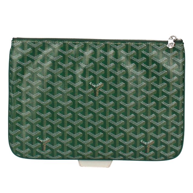 極美品 GOYARD PVC クラッチバッグ ファスナー 総柄 グリーン 緑 極美品 GOYARD PVC クラッチバッグ ファスナー 総柄 グリーン 緑