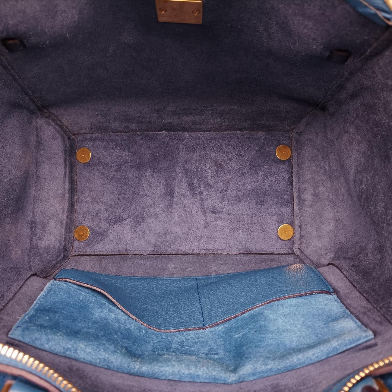 セリーヌCelineベルトバッグミニブルー×ネイビーレザーS-GA-4115