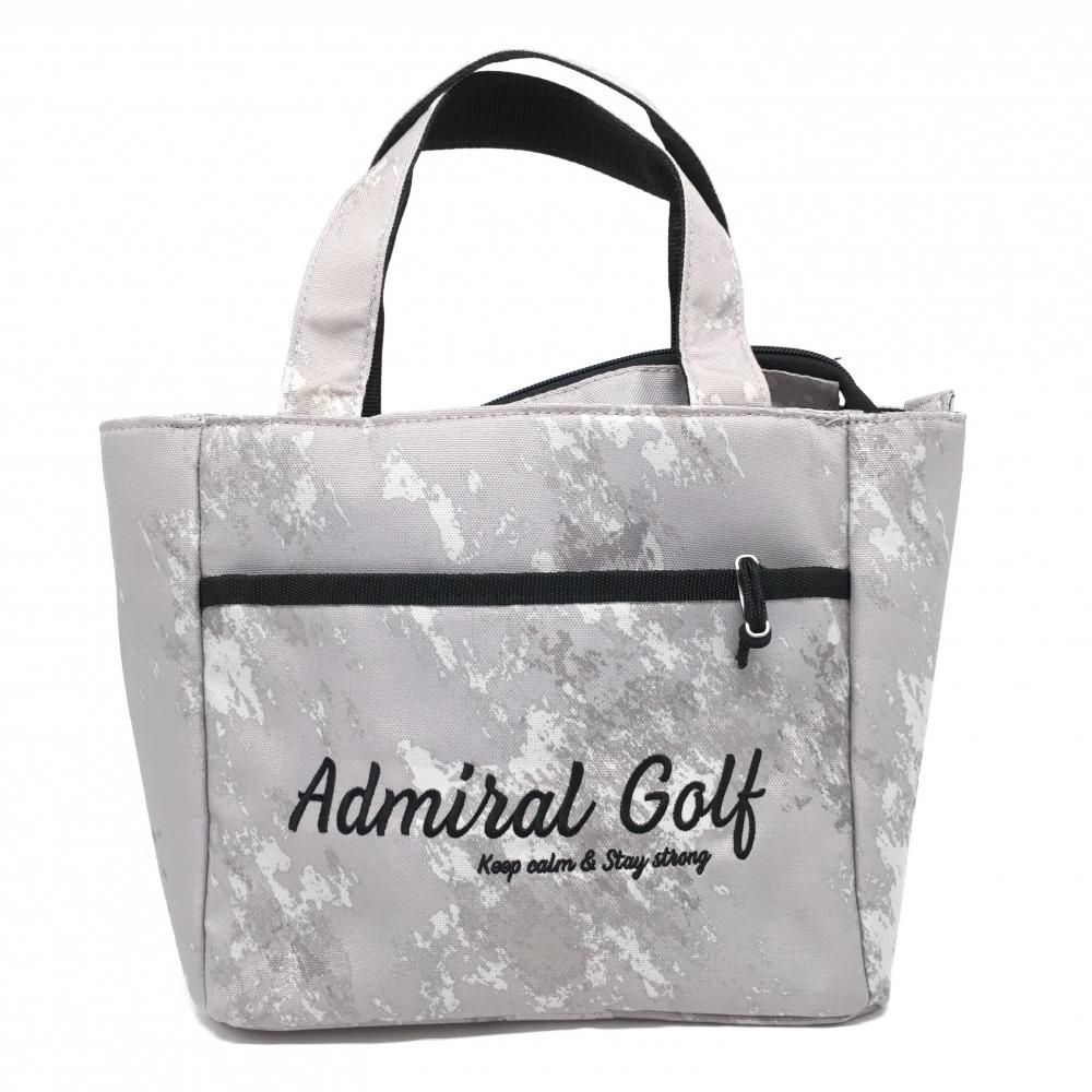 【美品】アドミラル カートバッグ ライトグレー 総柄 内外ポケット付ゴルフ Admiral