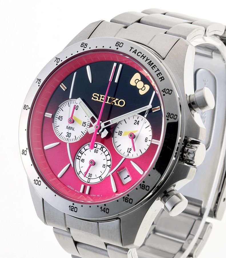 セイコー | SEIKO クロノグラフ ハローキティ 500系新幹線25周年記念ウォッチ 8T63-01R0 ピンク|ブラック クオーツ 商品番号 H-159108