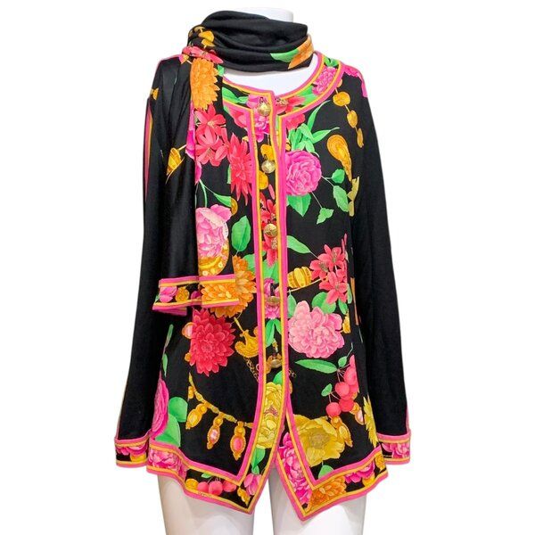 美品 LEONARD レオナール 花柄 長袖 カーディガン トップス ストール