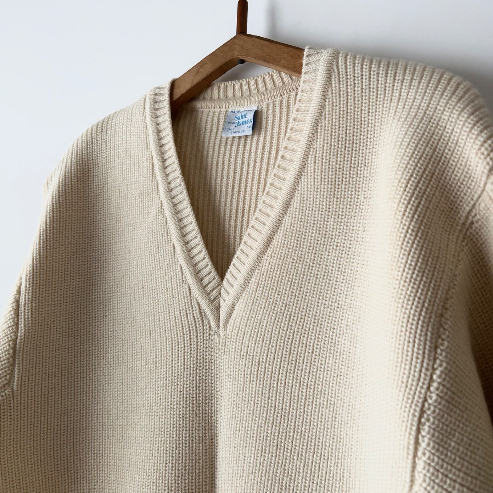 SAINT JAMES V neck sweater ecru - メルカリ