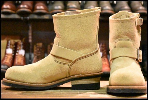 7.5D 14年 レッドウィング 2965 ショート スエードエンジニア ホーソーンアビレーンラフアウト プルオン ブーツ redwing HOPESMORE FI410