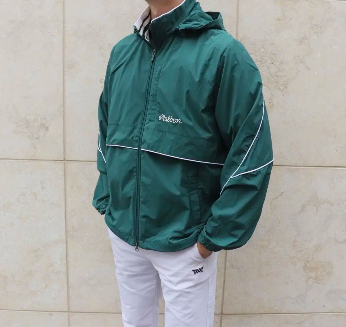 メンズゴルフウェア MALBON GOLF マルボンゴルフ メンズ POINT ポイント ハイネック ウィンドブレーカー