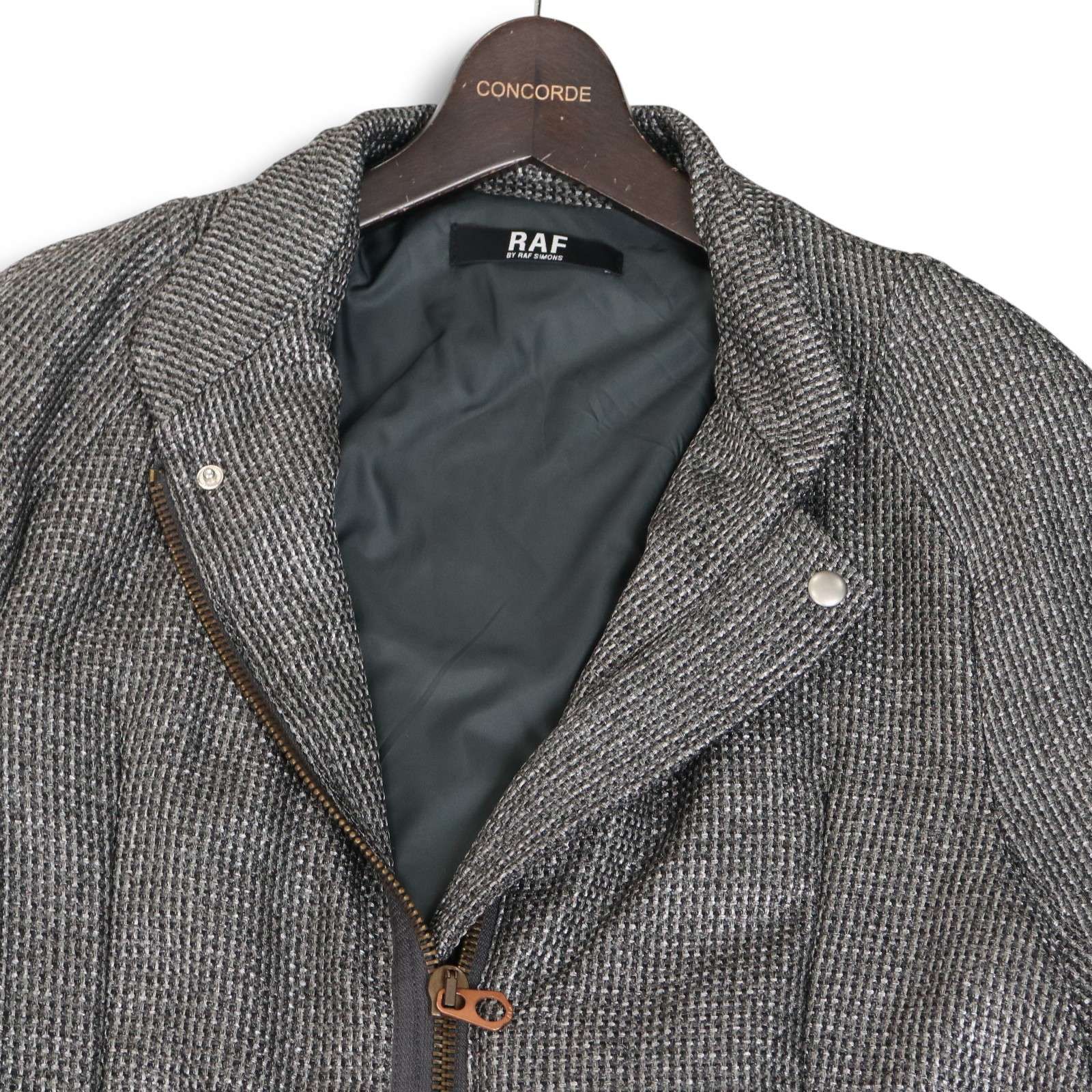 RAF BY RAF SIMONS ラフバイ ラフシモンズ 通年 ツイード調 シングル ライダース ジャケット Sz.50 メンズ