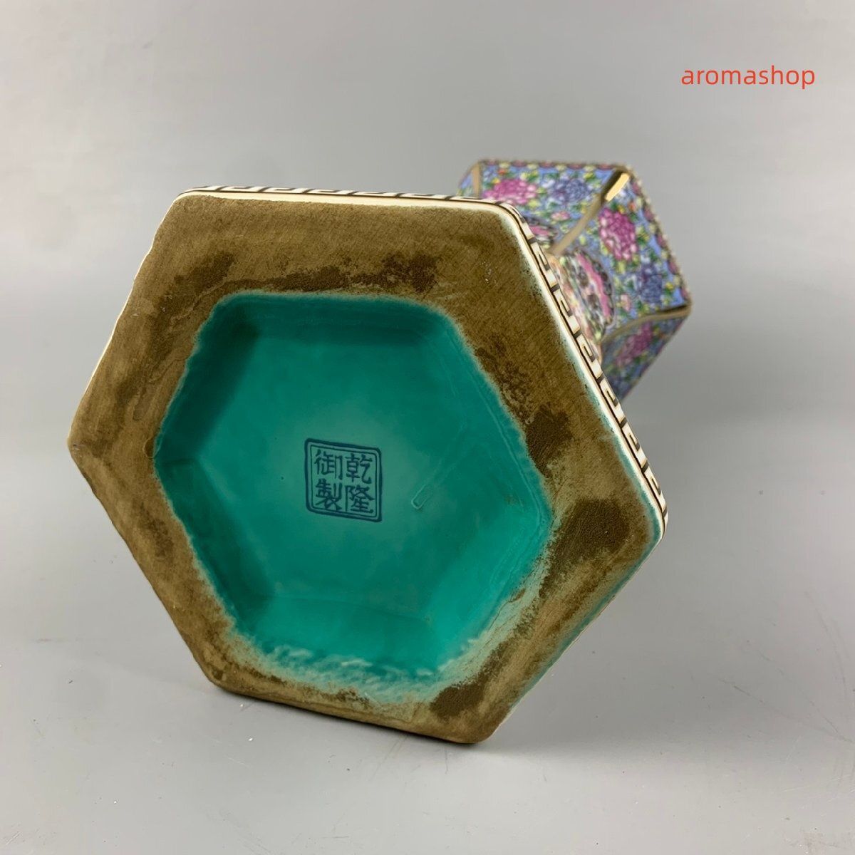 極美品 ！ 琺瑯彩 花瓶 六方花瓶 花柄 観賞 景徳鎮 装飾 賞