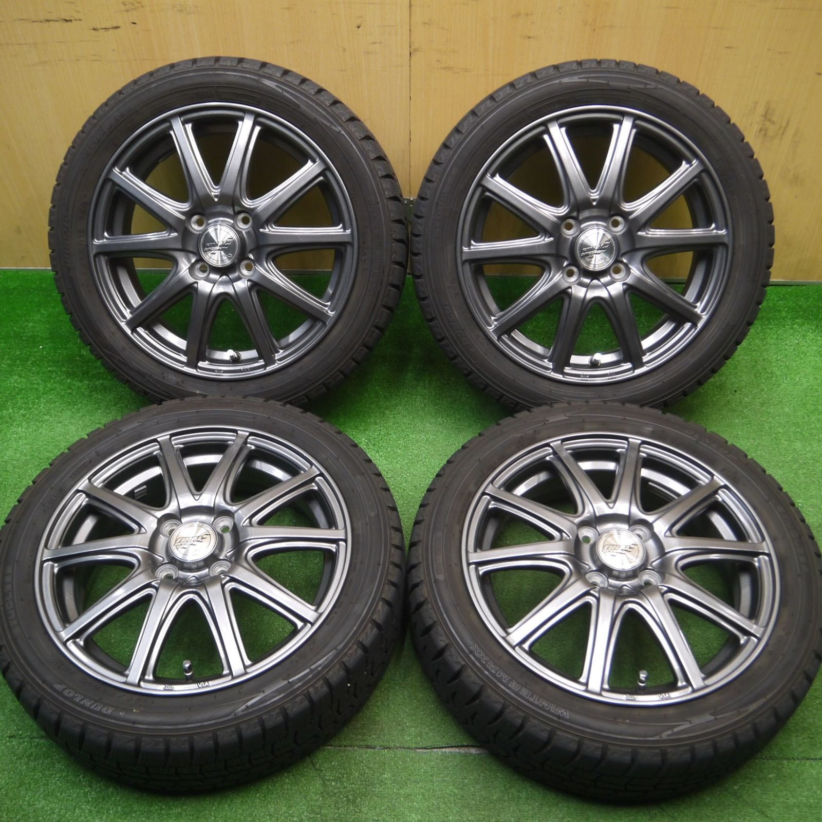 [送料無料] バリ溝！20年！キレイ！9分スタッドレス 165/55R15 ダンロップ ウインターマックス WM02 FINAL SPEED MiD ファイナルスピード 軽自動車 PCD100/4H4112010Hス