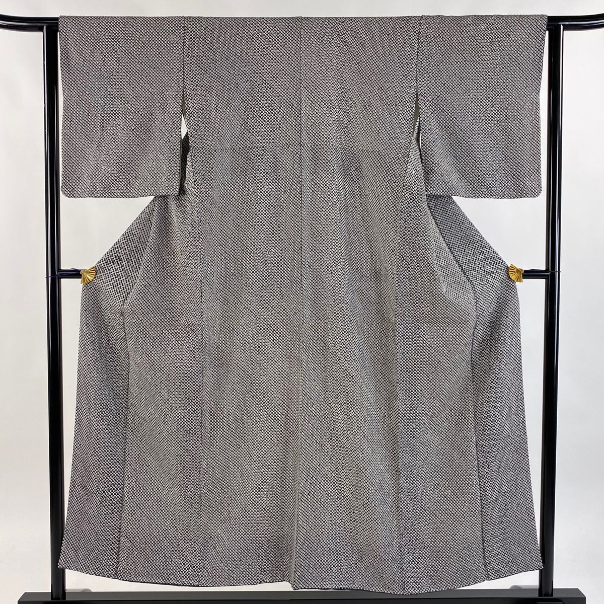 小紋 身丈152cm 裄丈62cm S 袷 総絞り 黒 正絹 秀品