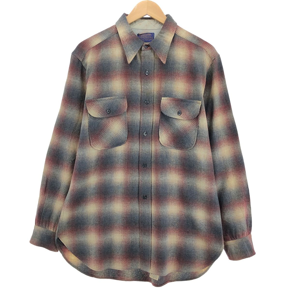 古着 70年代 ペンドルトン PENDLETON オンブレチェック ウールシャツ 