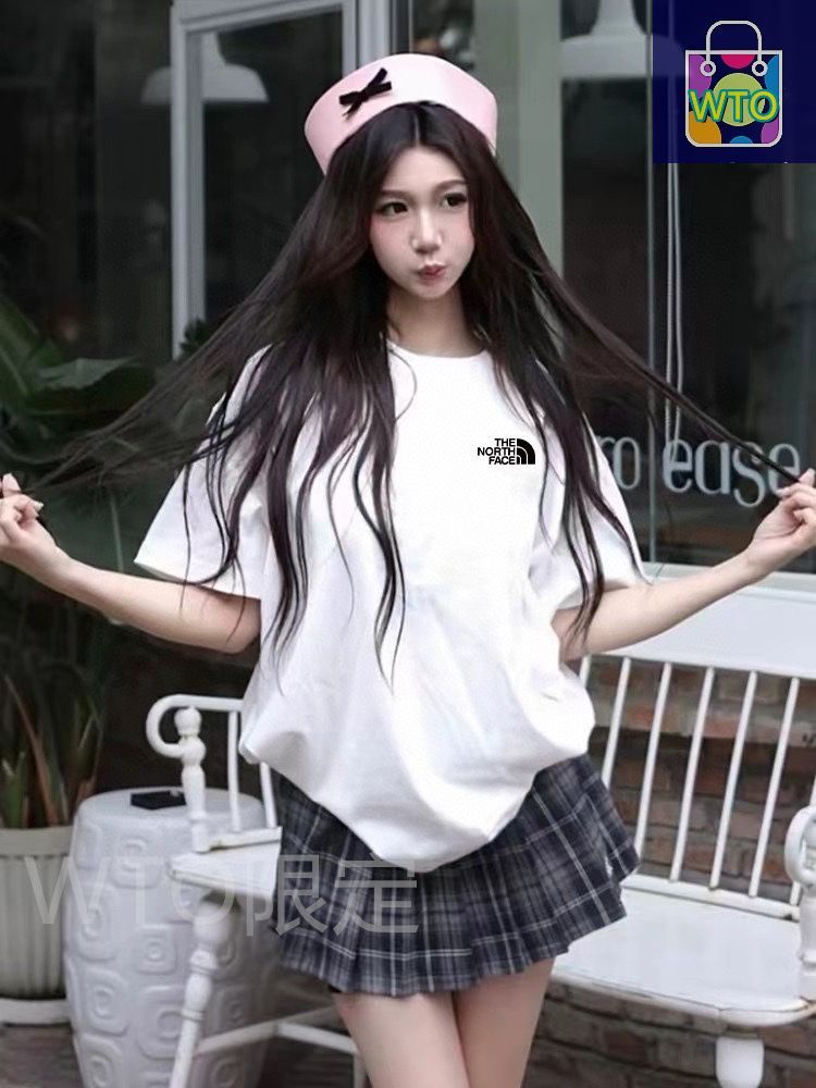 TNF ザ ノース フェイス とのコラボレーションモデル 前後ロゴプリント カップル用三色 T シャツ