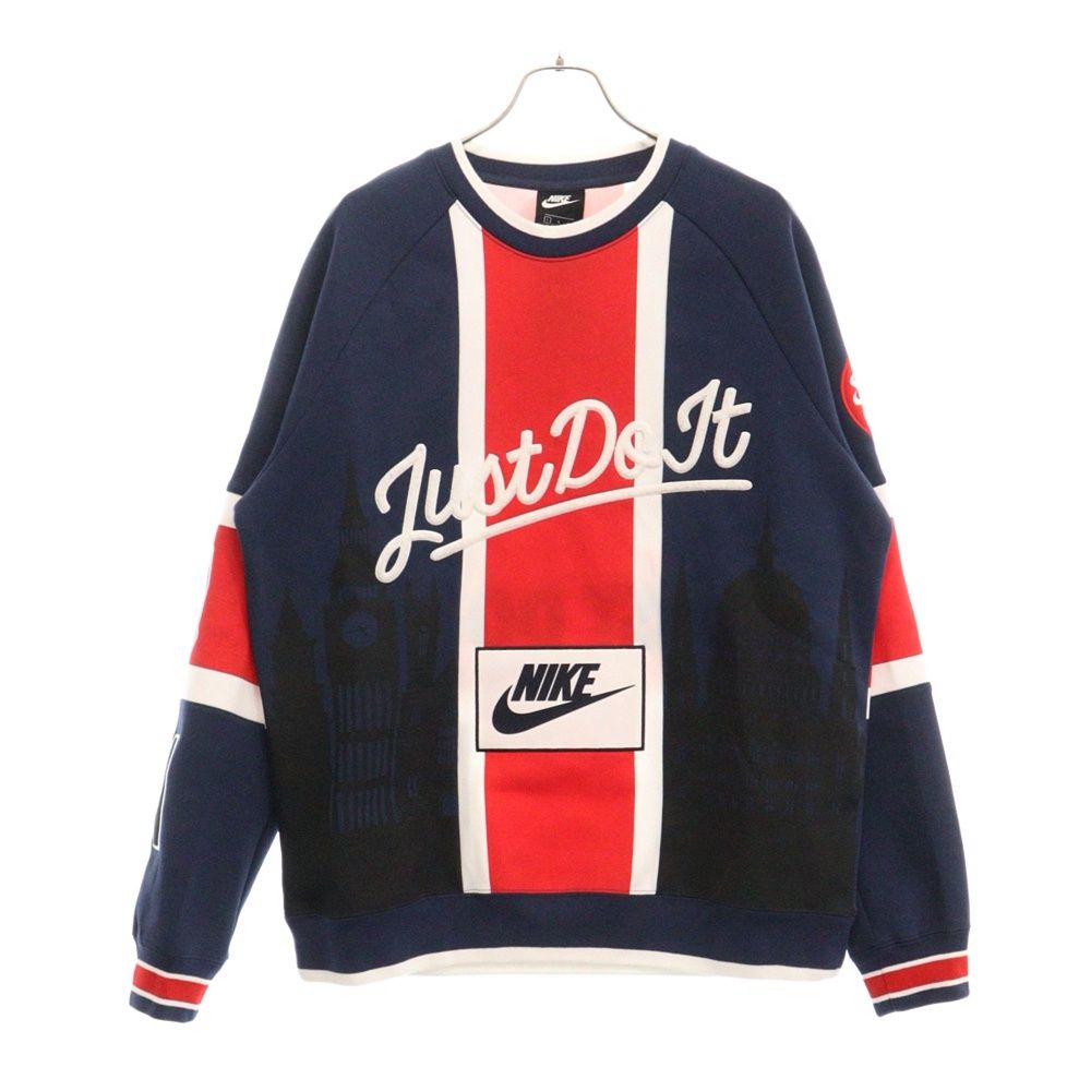 NIKE (ナイキ) City Limited London Multicolor Splicing Red シティ リミテッド ロンドン マルチカラー クルーネック スウェットトレーナー AR1993-410