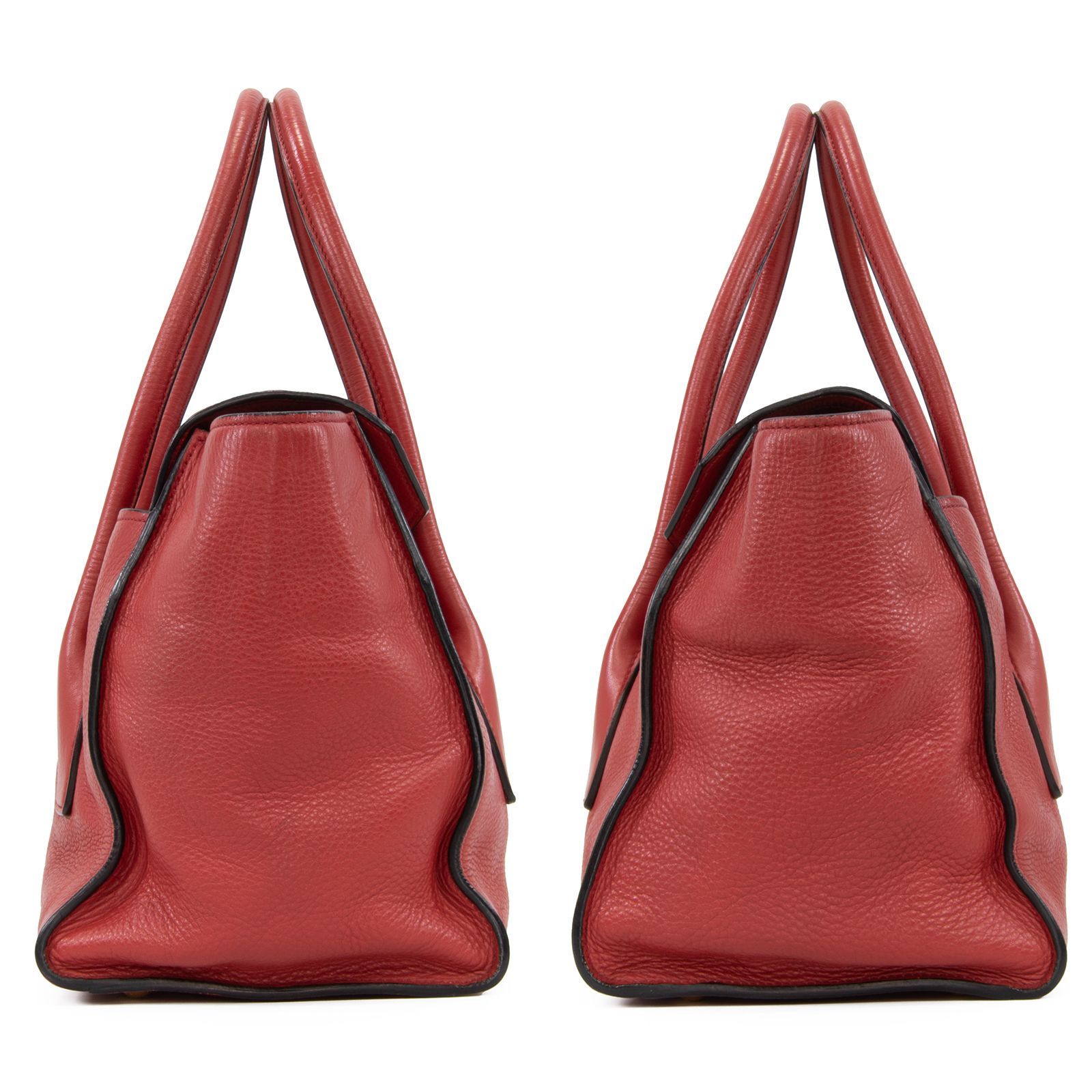 本物 プラダ 2WAYショルダーバッグ レディース 赤 斜め掛け ロゴ レザー